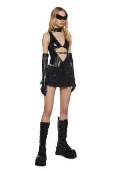 Club Exx Tops*Want To Believe Bodysuit And Gloves Set