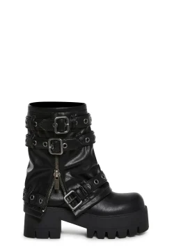 DARKER WAVS Boots*Warp Combat Boots - Black