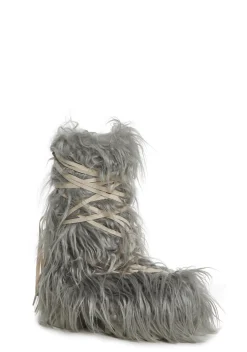 DARKER WAVS Boots*Warp Faux Fur Boots - Gray