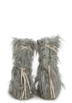 DARKER WAVS Boots*Warp Faux Fur Boots - Gray