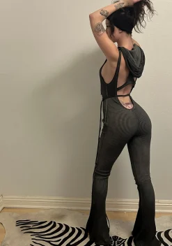 DARKER WAVS Jumpsuits & Rompers*Warp Knit Hooded Jumpsuit