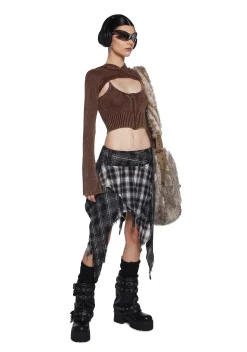 DARKER WAVS Tops*Warp Knit Tank And Shrug Set