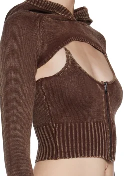DARKER WAVS Tops*Warp Knit Tank And Shrug Set