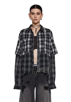 DARKER WAVS Tops*Warp Layered Flannel Shirt