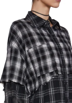 DARKER WAVS Tops*Warp Layered Flannel Shirt