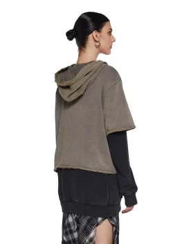 DARKER WAVS Outerwear|Sweatshirts & Hoodies*Warp Layered Pullover Hoodie