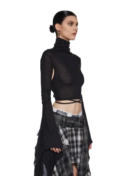 DARKER WAVS Tops*Warp Long Sleeve Crop Top