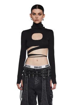 DARKER WAVS Tops*Warp Long Sleeve Wrap Top