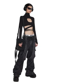 DARKER WAVS Tops*Warp Long Sleeve Wrap Top