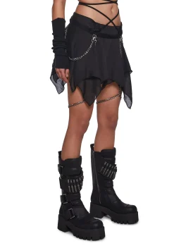 DARKER WAVS Bottoms|Skirts*Warp Mini Skirt With Leg Chains