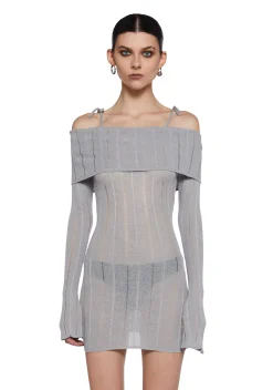 DARKER WAVS Dresses*Warp Off The Shoulder Sweater Dress