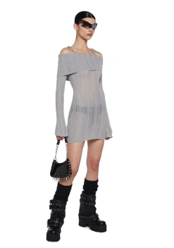 DARKER WAVS Dresses*Warp Off The Shoulder Sweater Dress