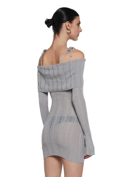 DARKER WAVS Dresses*Warp Off The Shoulder Sweater Dress