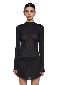 DARKER WAVS Dresses|Mini Dresses*Warp Seamed Asymmetrical Mini Dress