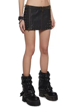 DARKER WAVS Outerwear|Tops*Warp Spiked Jacket With Lace Up Sleeves - Black