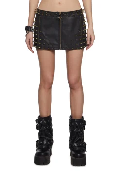 DARKER WAVS Outerwear|Tops*Warp Spiked Jacket With Lace Up Sleeves - Black