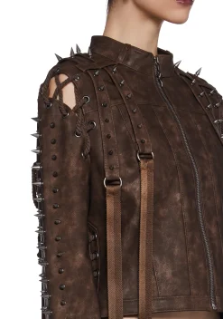 DARKER WAVS Bottoms|Skirts*Warp Spiked Mini Skirt With Zippers - Brown