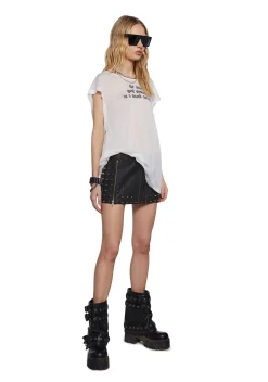 DARKER WAVS Bottoms|Skirts*Warp Spiked Mini Skirt With Zippers - Black