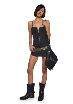 DARKER WAVS Dresses|Mini Dresses*Washed Denim Mini Dress