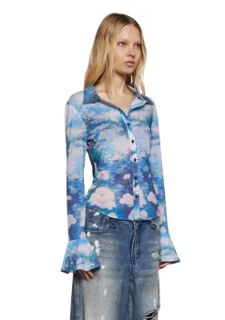Current Mood Tops|Plus*Watercolor Dreams Button Up Top