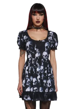 Widow Dresses|Plus*Wayward Skulls Babydoll Dress