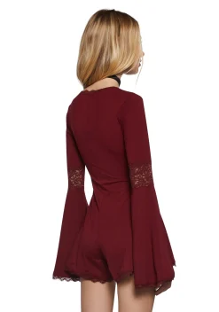 Widow Jumpsuits & Rompers|Plus*Whispering Wind Romper - Burgundy