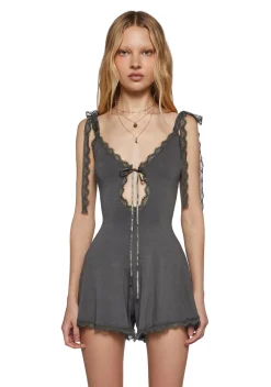 Current Mood Jumpsuits & Rompers|Plus*Whispering Wind Sleeveless Romper - Gray