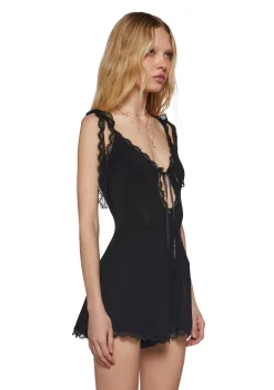 Current Mood Jumpsuits & Rompers|Plus*Whispering Wind Sleeveless Romper - Black