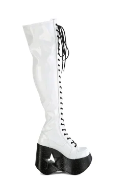 Demonia Boots|Platforms*White Dynamite-300 Knee High Boots