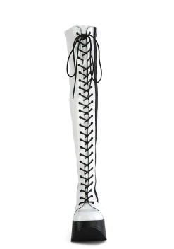 Demonia Boots|Platforms*White Dynamite-300 Knee High Boots