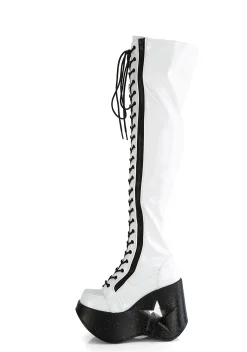 Demonia Boots|Platforms*White Dynamite-300 Knee High Boots