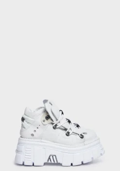 New Rock Platforms|Sneakers*White Metallic S53 Leather Sneakers
