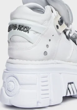 New Rock Platforms|Sneakers*White Metallic S53 Leather Sneakers