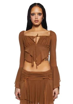 Current Mood Tops*Wild Attraction Mesh Top- Brown