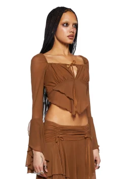 Current Mood Tops*Wild Attraction Mesh Top- Brown