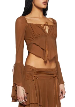Current Mood Tops*Wild Attraction Mesh Top- Brown