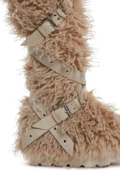 Club Exx Boots*Wild Instincts Faux Fur Boots - Sand