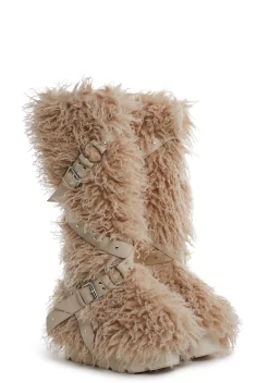 Club Exx Boots*Wild Instincts Faux Fur Boots - Sand