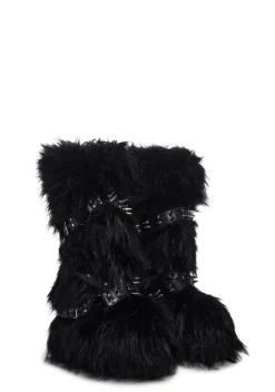 Widow Boots|Platforms*Wild Instincts Faux Fur Boots - Black