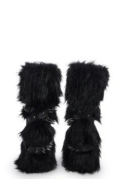 Widow Boots|Platforms*Wild Instincts Faux Fur Boots - Black