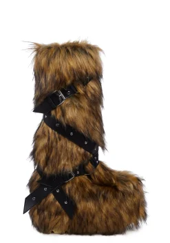 Club Exx Boots*Wild Instincts Faux Fur Boots - Brown