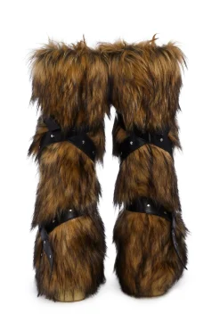 Club Exx Boots*Wild Instincts Faux Fur Boots - Brown