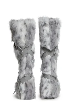 Club Exx Boots|Platforms*Wild Instincts Faux Fur Boots - White