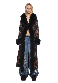 Current Mood Outerwear|Plus*Wild Rose Faux Fur Duster Coat