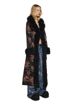 Current Mood Outerwear|Plus*Wild Rose Faux Fur Duster Coat