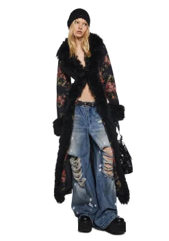 Current Mood Outerwear|Plus*Wild Rose Faux Fur Duster Coat