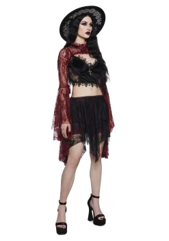 Widow Tops*Wine Dusk Before Dawn Lace Shrug