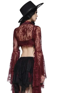 Widow Tops*Wine Dusk Before Dawn Lace Shrug