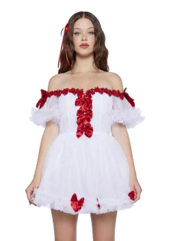 Sugar Thrillz Dresses|Mini Dresses*Winter Rose Mini Dress - White