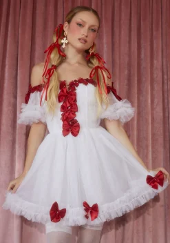 Sugar Thrillz Dresses|Mini Dresses*Winter Rose Mini Dress - White